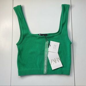ribbed green tank top nwt